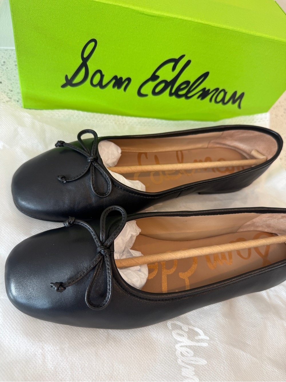 Sam Edelman Black Leather Bow Ballet Flats - worn once - Picture 2 of 4